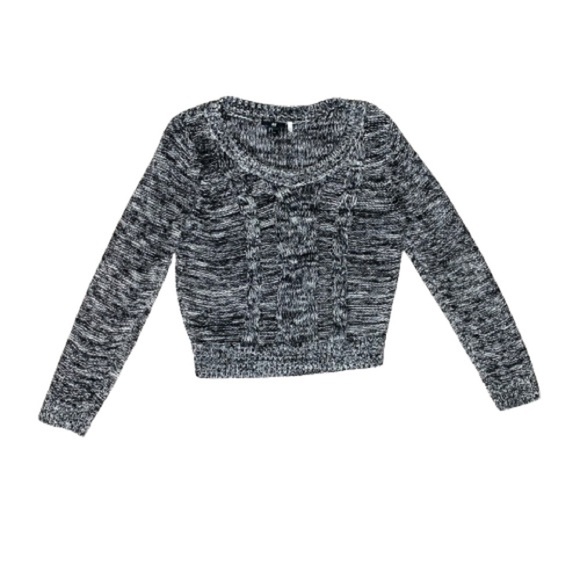 H&M Heathered Marle Cable Knit Sweater Pullover Chunky Black White Size Small - Picture 2 of 13